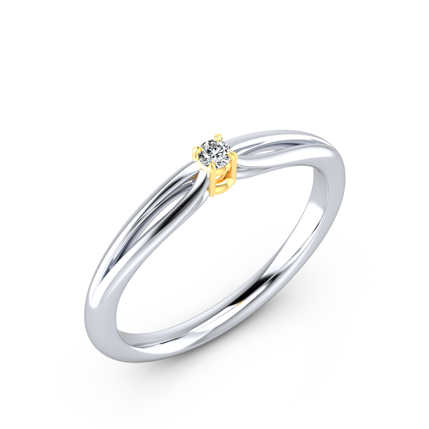 VR016 750er Weißgold-Gelbgold 1x0.05ct. - 45684