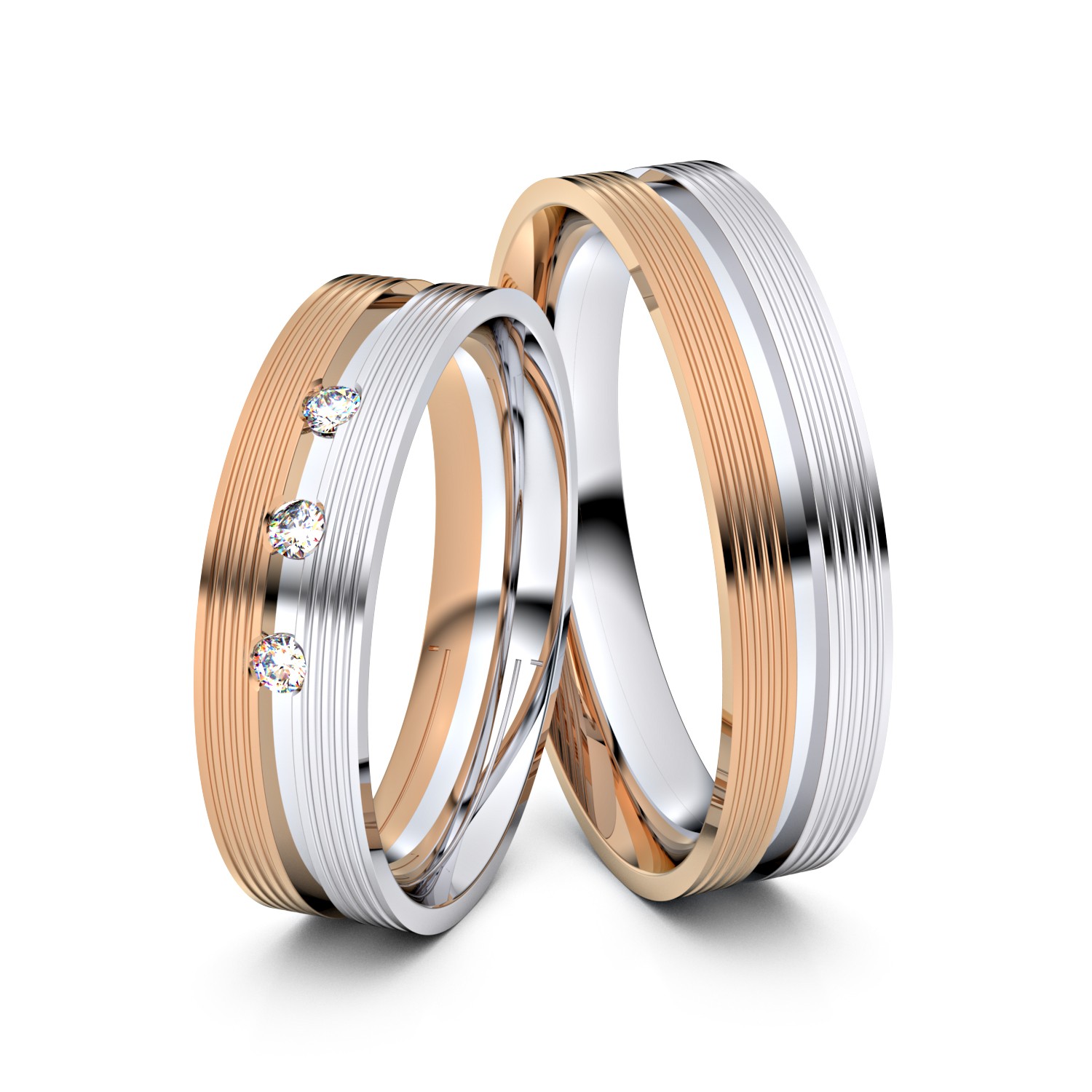 Modell TR027 Geriffelt 585er Rotgold-Weißgold - 24478