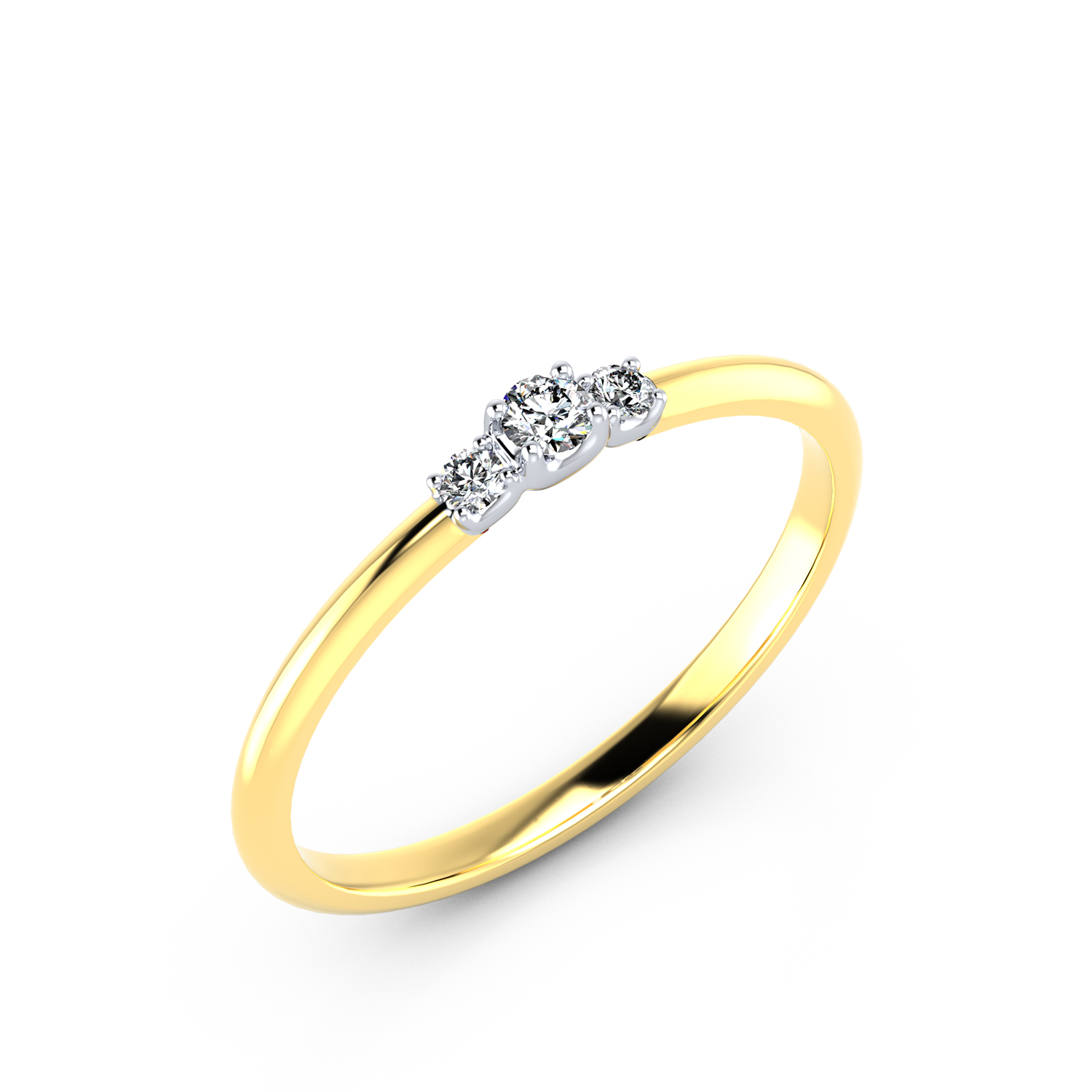 VR013 585er Gelbgold-Weißgold 1x0.06|2x0.02ct. - 45305