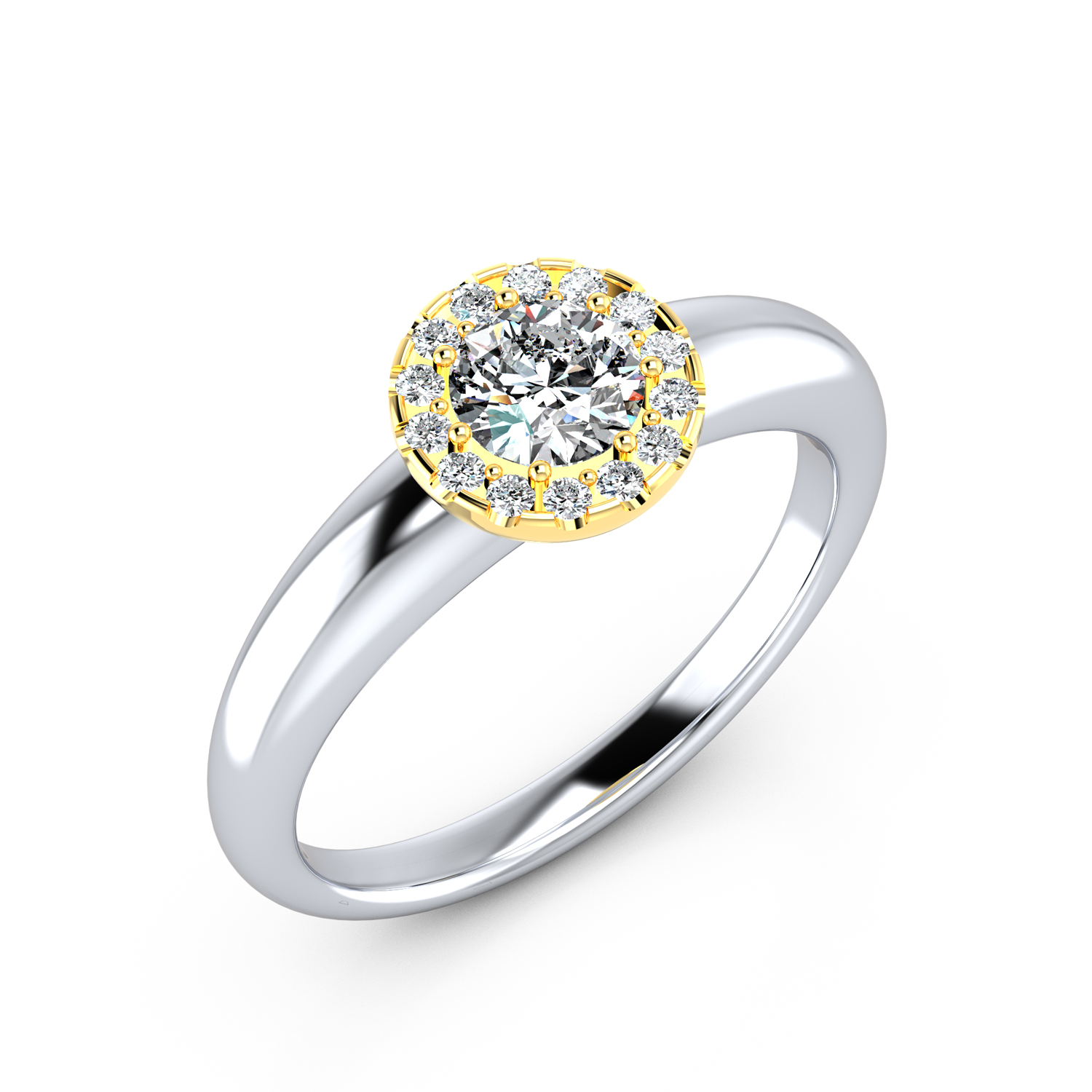 VR015 585er Weißgold-Gelbgold 1x0.50|14x0.01ct. - 45602