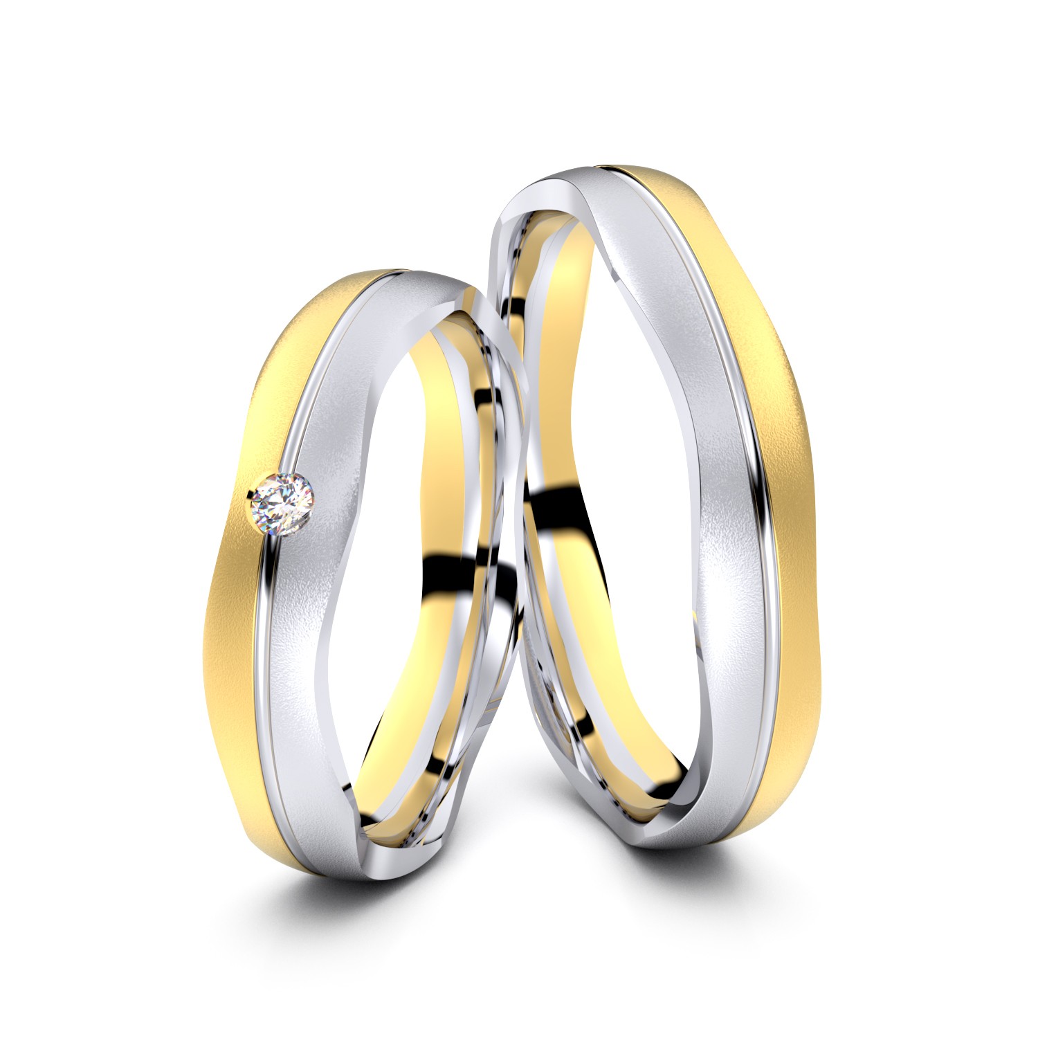 Modell TR013 Small Wavy 333er Gelbgold-Weißgold - 23925