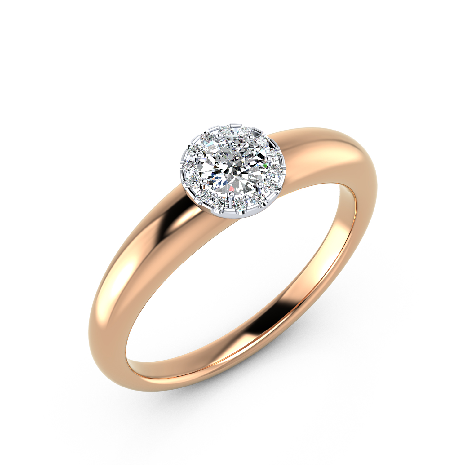 VR015 585er Rotgold-Weißgold 1x0.25|14x0.01ct. - 45568