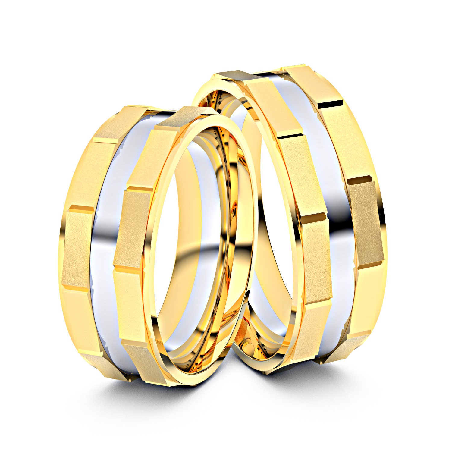 Modell TR144 Eckige Bänder 585er Gelbgold-Weißgold - 29617