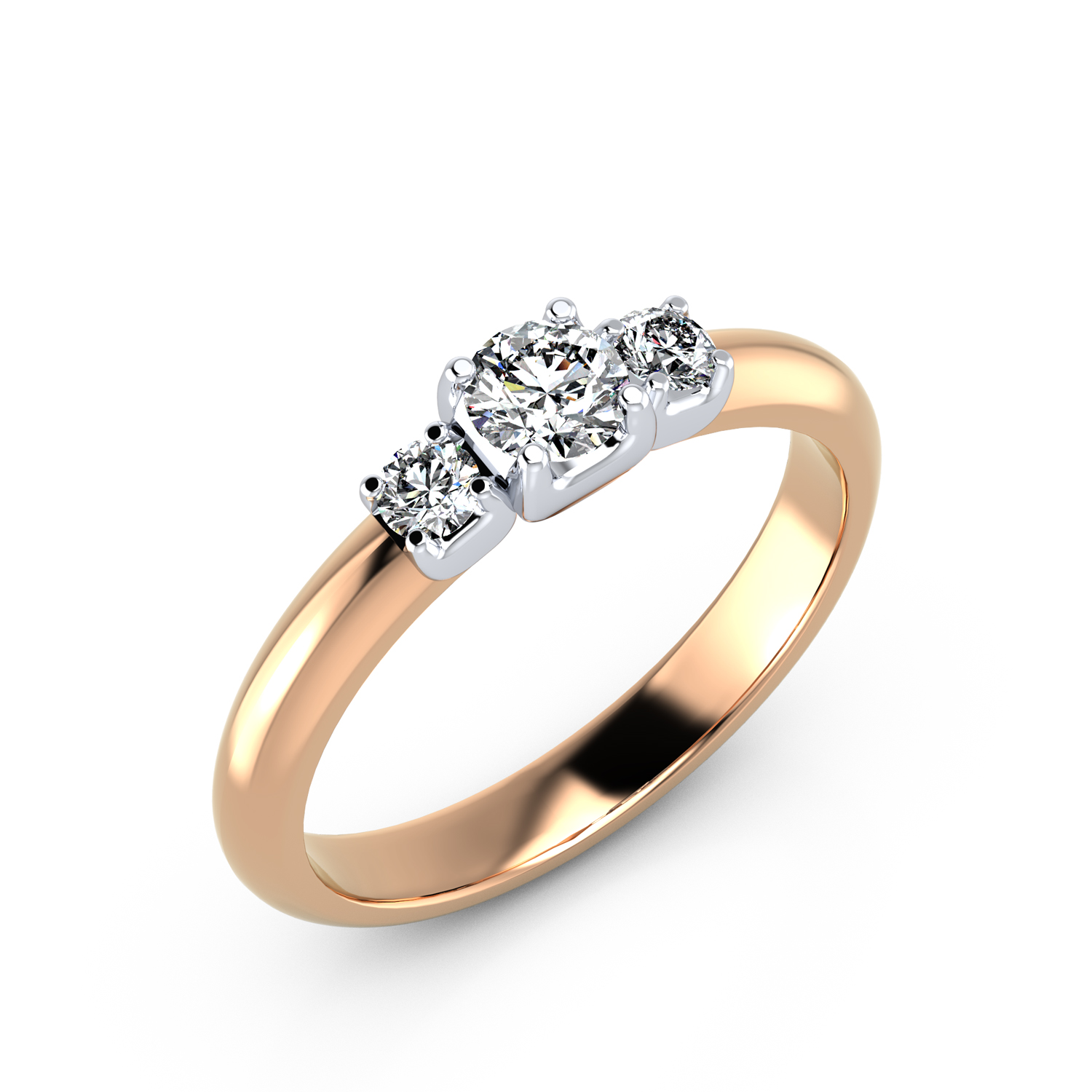 VR013 585er Rotgold-Weißgold 1x0.30|2x0.10ct. - 45424