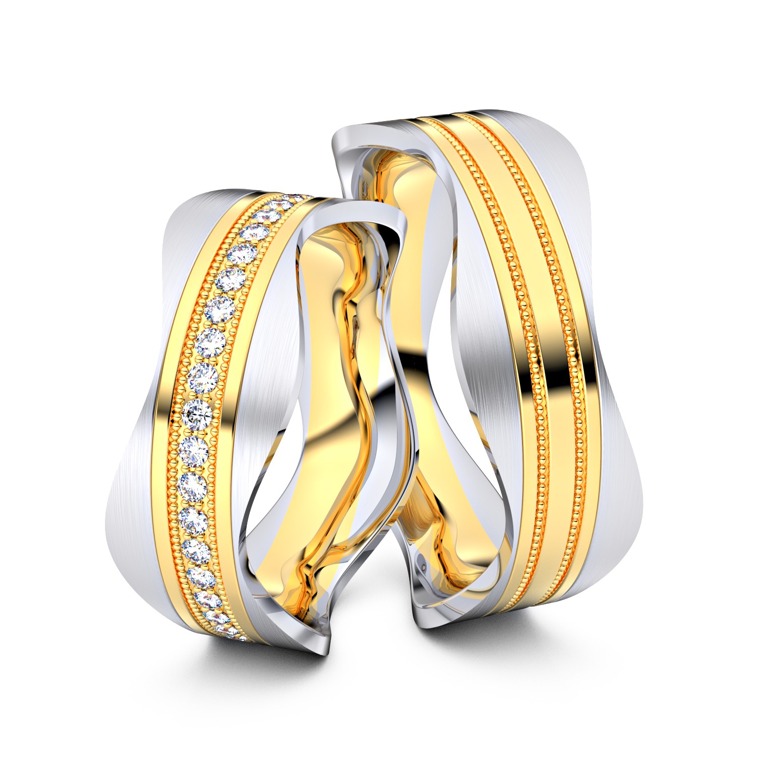 Modell TR221 Wavy Pearls 750er Gelbgold-Weißgold - 32451