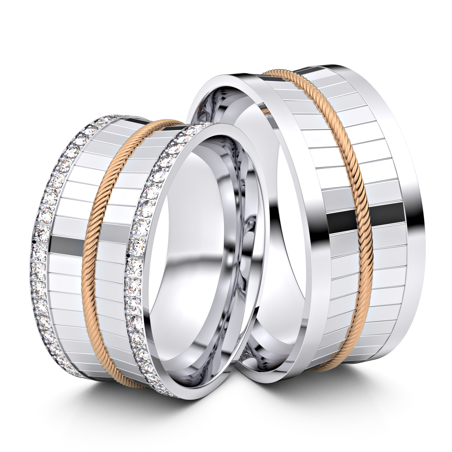 Modell TR103 geflochtenes Band 750er Weißgold-Rotgold - 27752