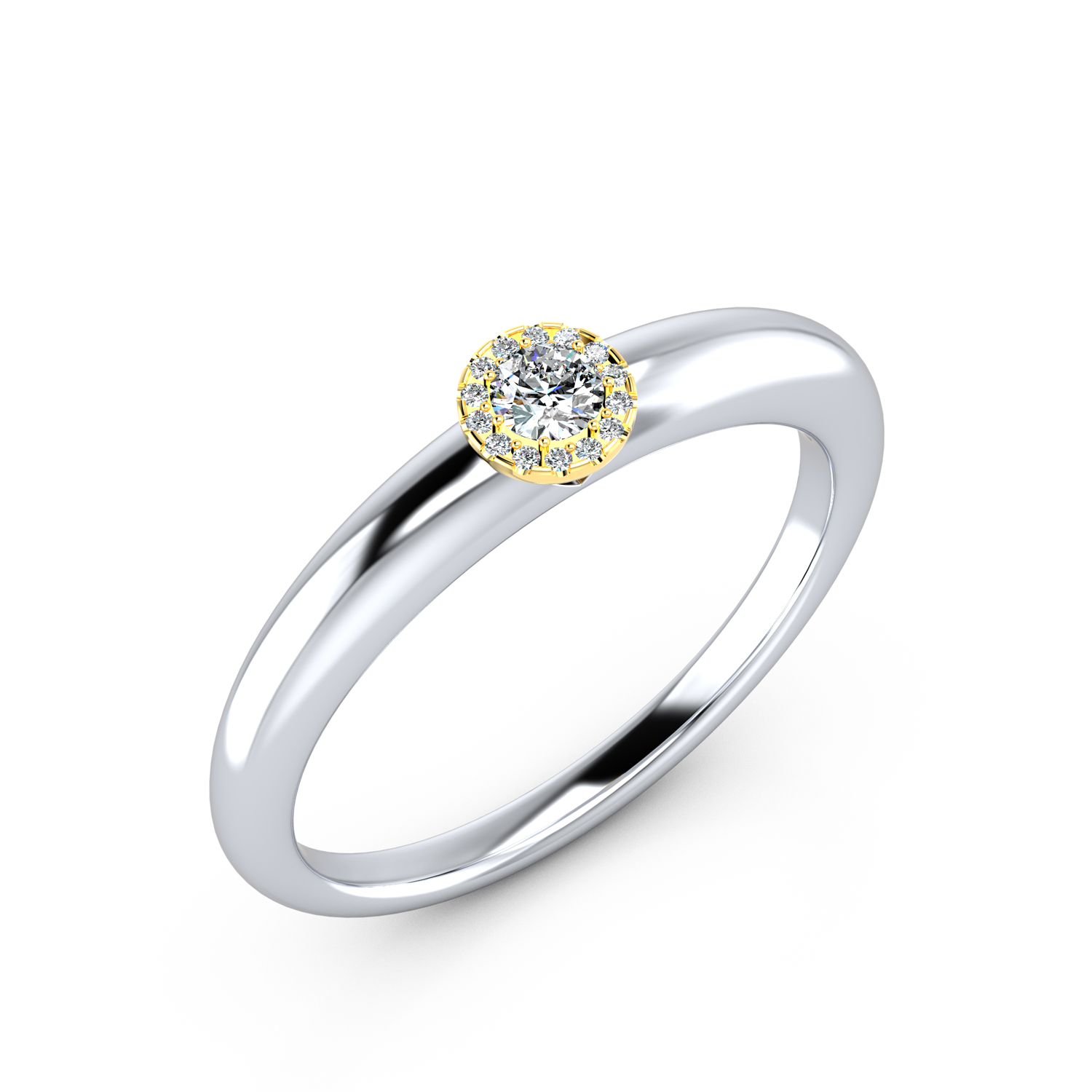 VR015 585er Weißgold-Gelbgold 1x0.10|14x0.01ct. - 45548