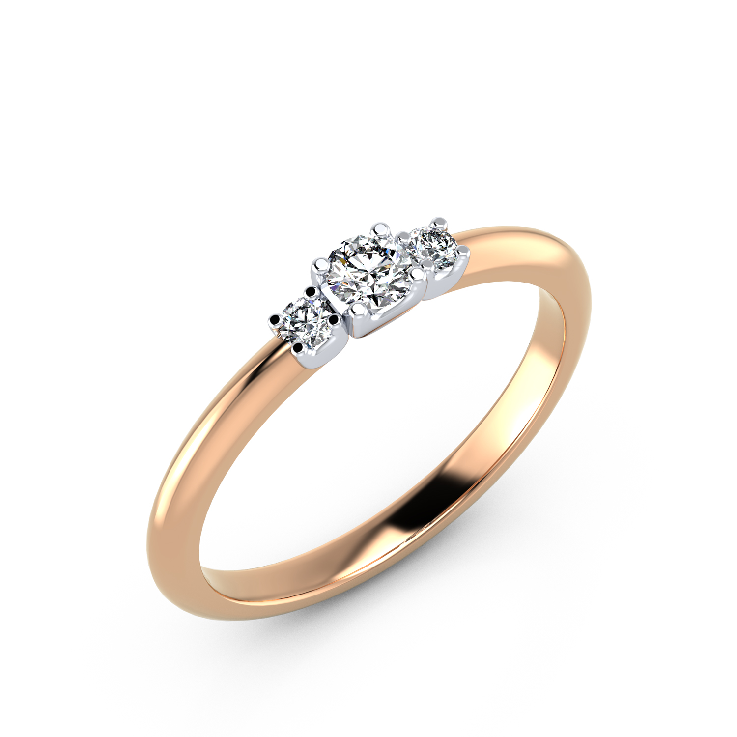 VR013 750er Rotgold-Weißgold 1x0.12|2x0.04ct. - 45344