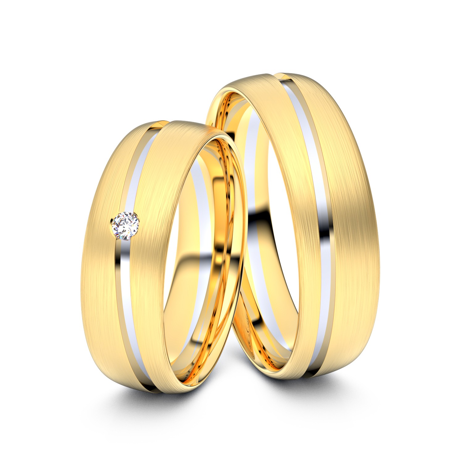 Modell TR038 Schräge Fuge 585er Gelbgold-Weißgold - 25006