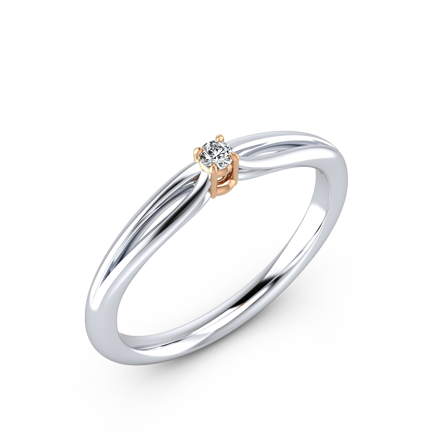 VR016 585er Weißgold-Rotgold 1x0.05ct. - 45686