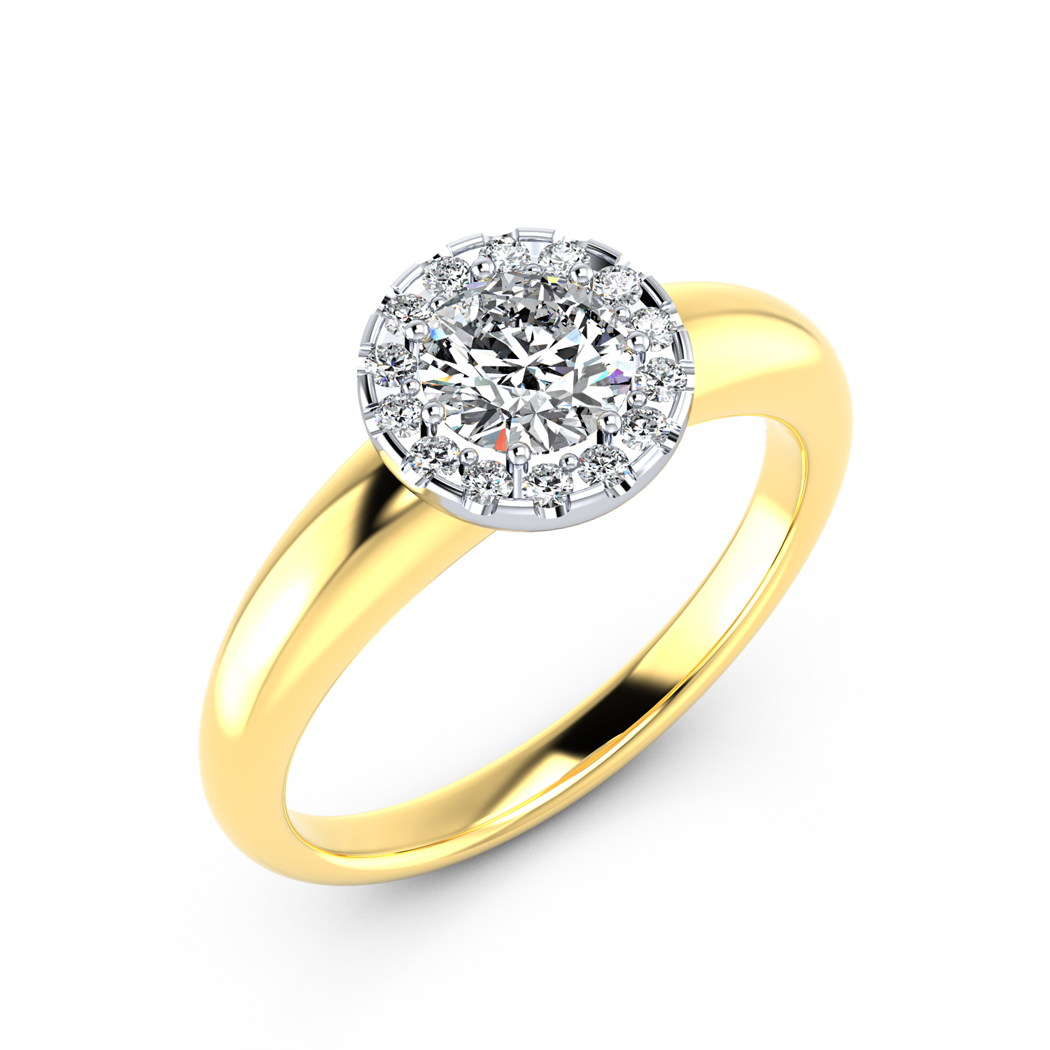 VR015 333er Gelbgold-Weißgold 1x0.75|14x0.01ct. - 45610