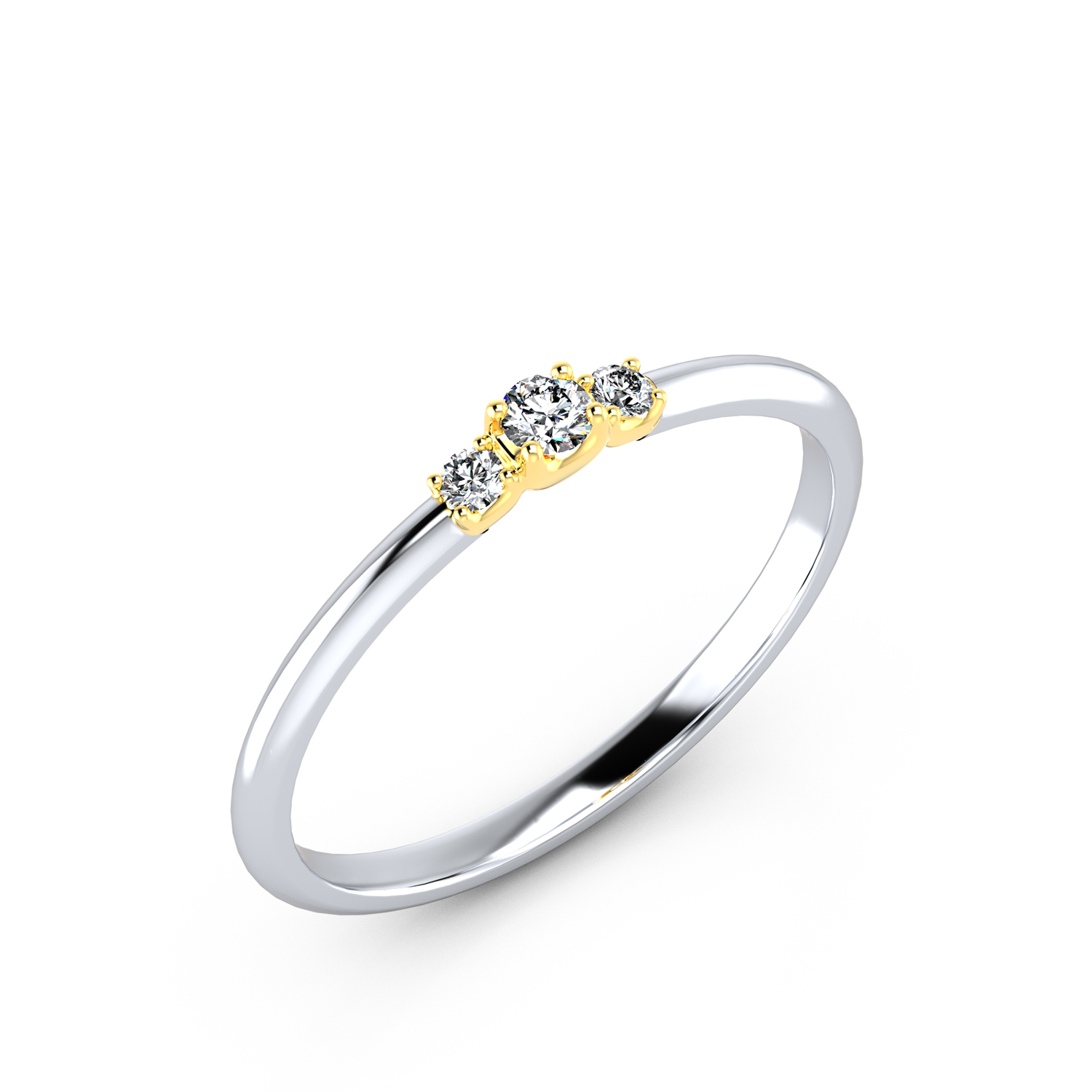 VR013 750er Weißgold-Gelbgold 1x0.06|2x0.02ct. - 45323