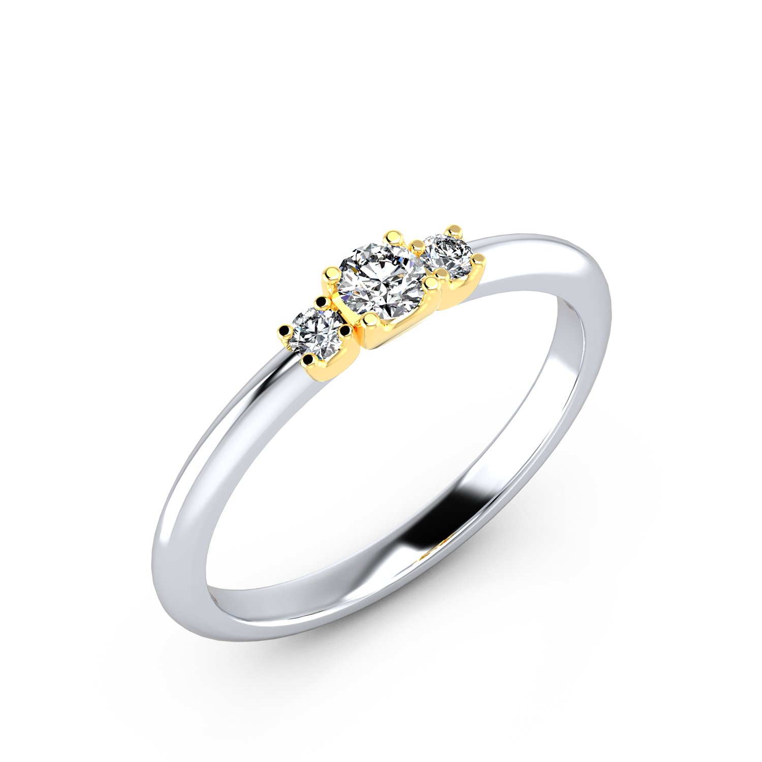 VR013 750er Weißgold-Gelbgold 1x0.12|2x0.04ct. - 45351