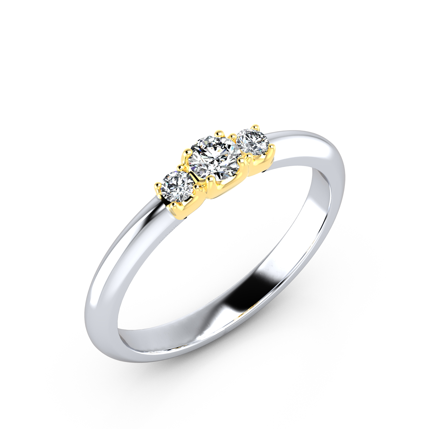 VR013 750er Weißgold-Gelbgold 1x0.18|2x0.06ct. - 45378