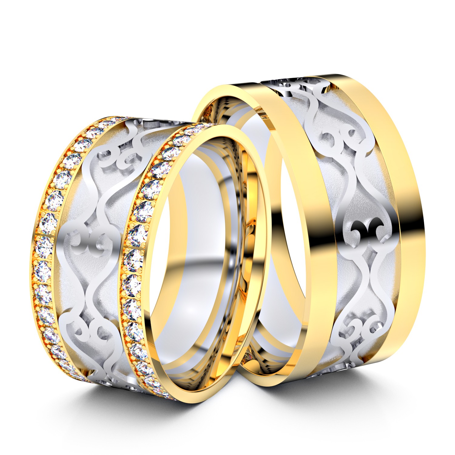 Modell TR159 Wavy Ornament 333er Weißgold-Gelbgold - 30180