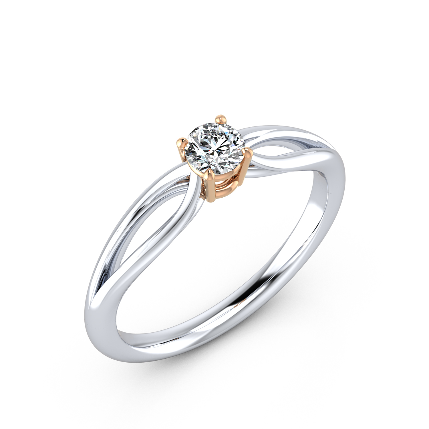 VR016 585er Weißgold-Rotgold 1x0.25ct. - 45740