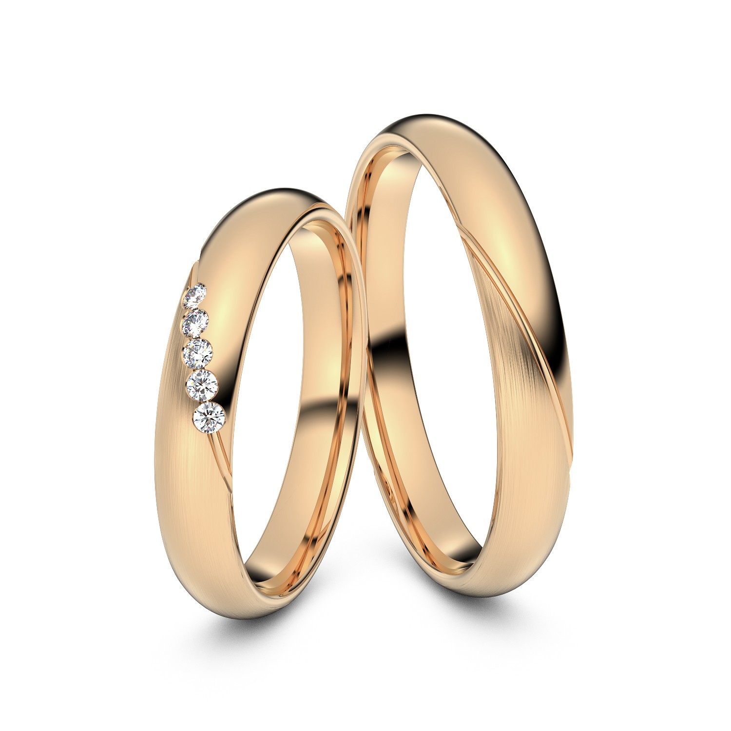 Modell TR053 Schräge Fuge 925er Silber (rosé-vergoldet) - 84430