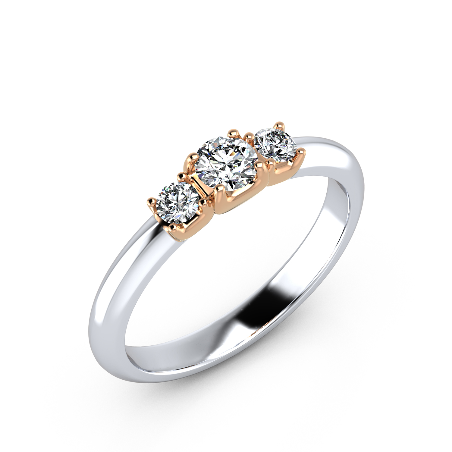 VR013 750er Weißgold-Rotgold 1x0.24|2x0.08ct. - 45408