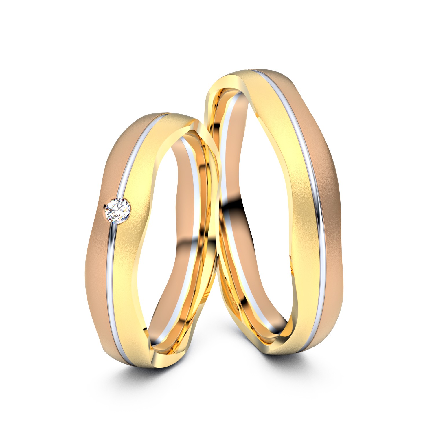 Modell TR013 Small Wavy 333er Gelbgold-Weissgold-Rotgold - 23930