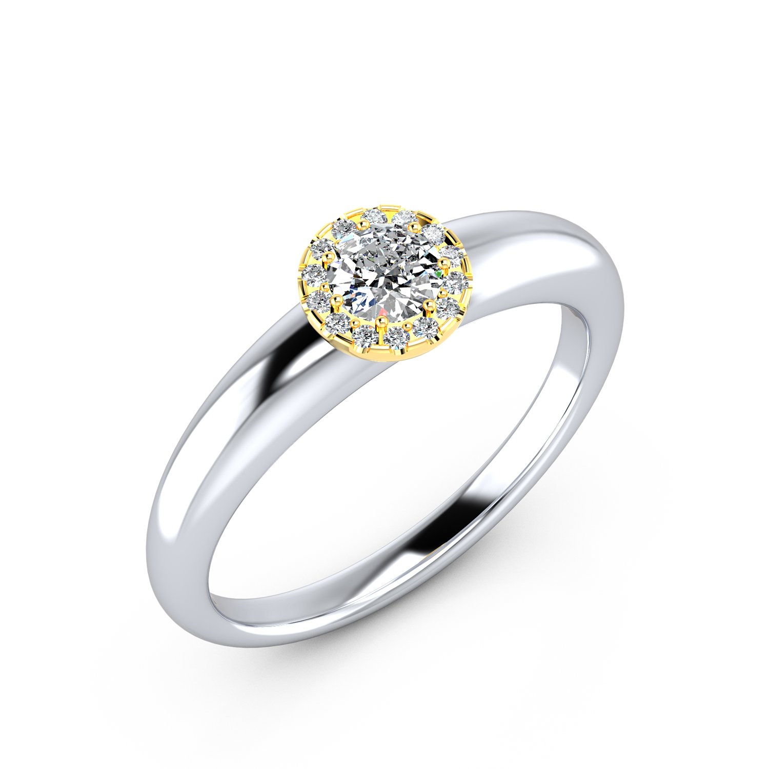 VR015 750er Weißgold-Gelbgold 1x0.25|14x0.01ct. - 45576