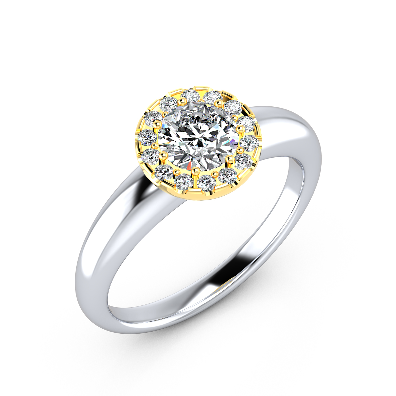 VR015 585er Weißgold-Gelbgold 1x0.75|14x0.01ct. - 45629