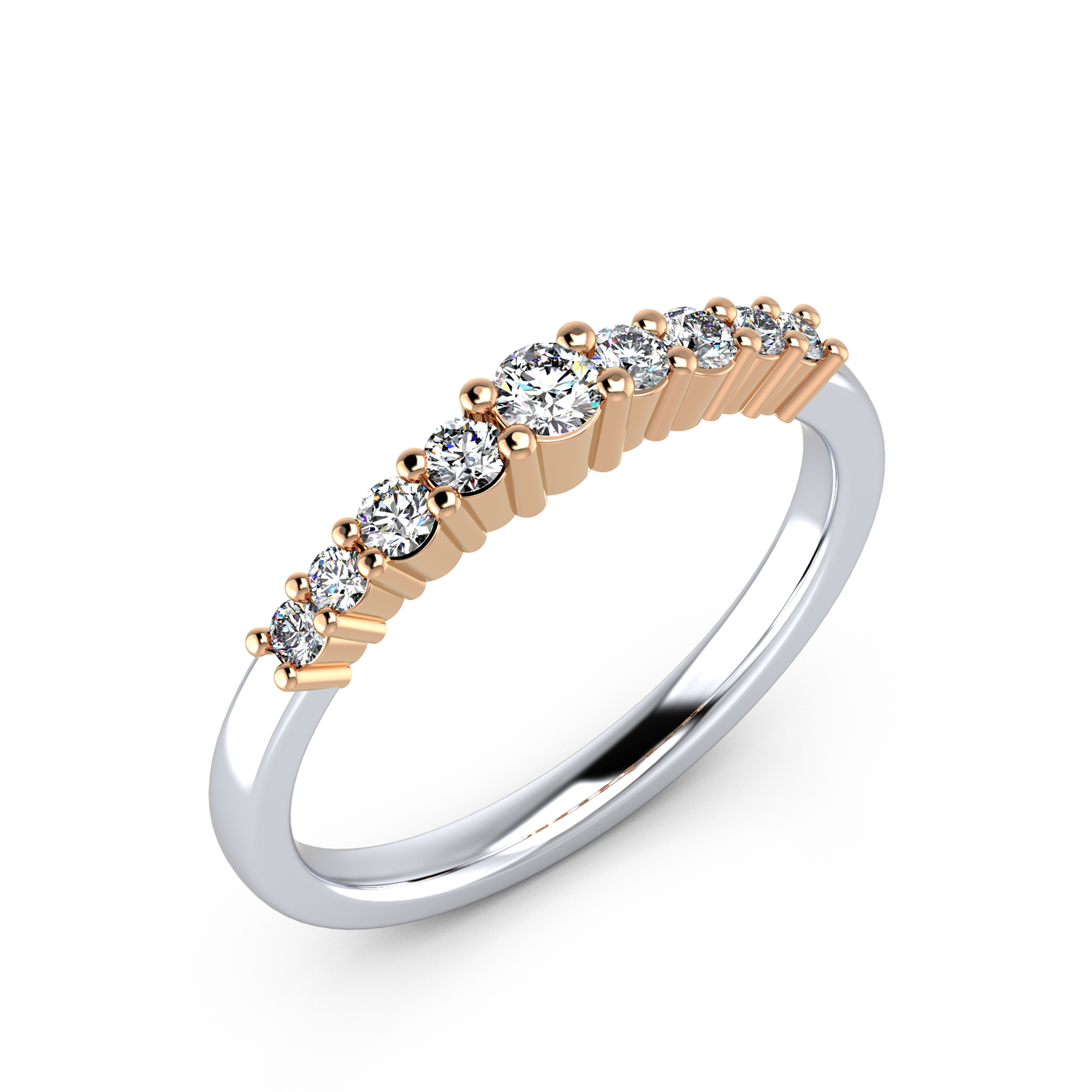 VR012 585er Weißgold-Rotgold 1x0.09|4x0.04|4x0.025ct. - 45299