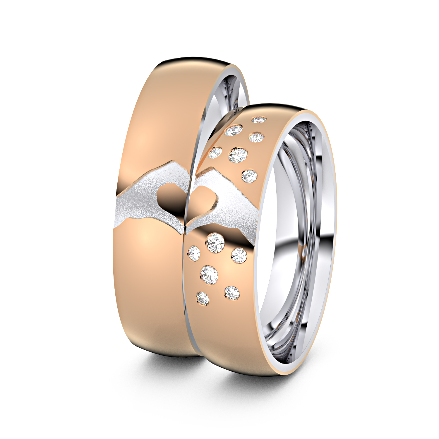 Modell TR279 Hand und Herz 585er Rotgold-Weißgold - 50388