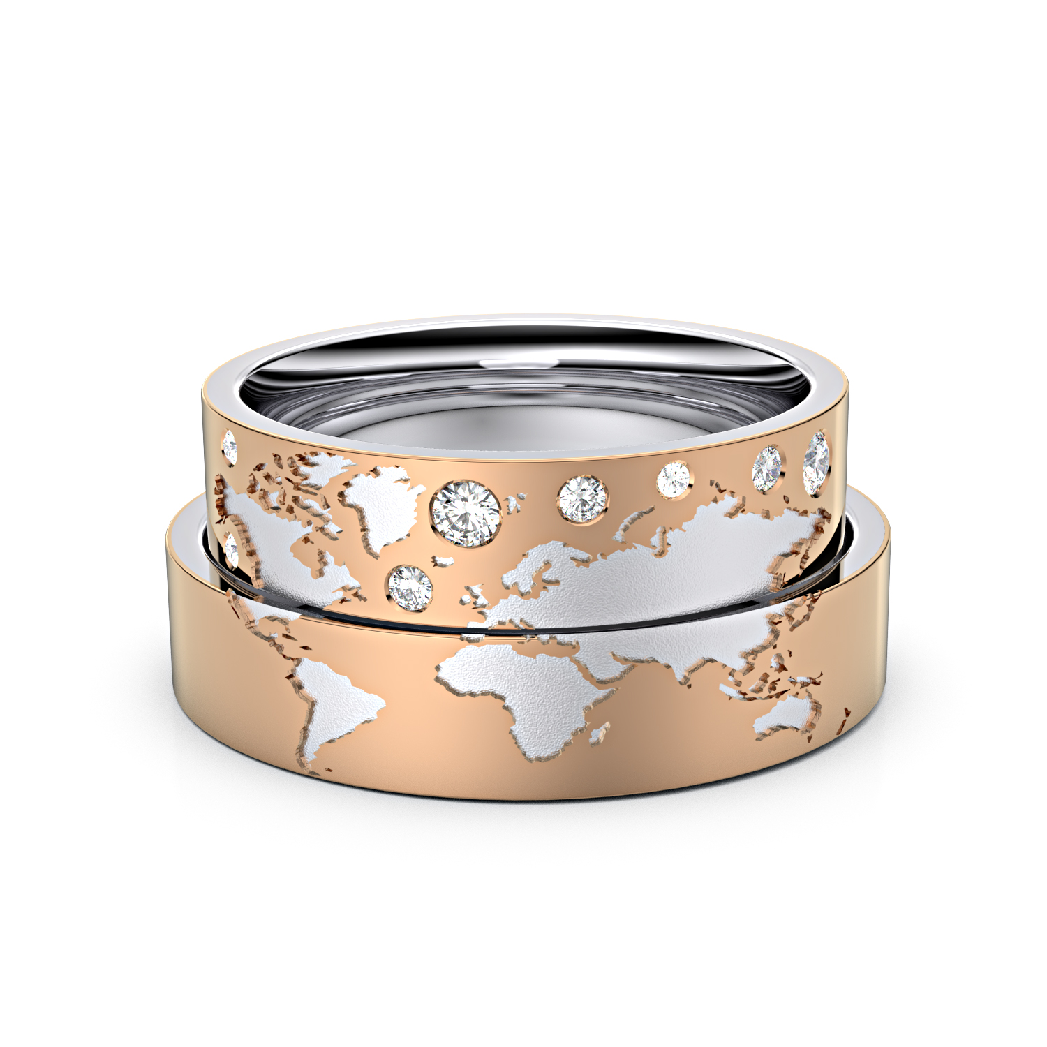 Modell TR239 Weltkarte 750er Rotgold-Weißgold - 33293