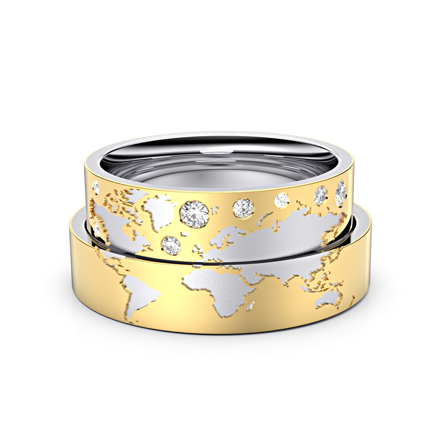 Modell TR239 Weltkarte 333er Gelbgold-Weißgold - 33282