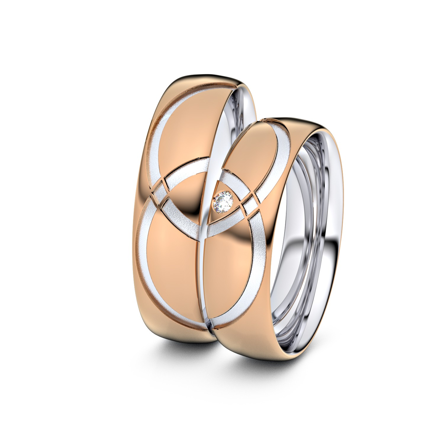 Modell TR068 Doppelring 750er Rotgold-Weißgold - 26247