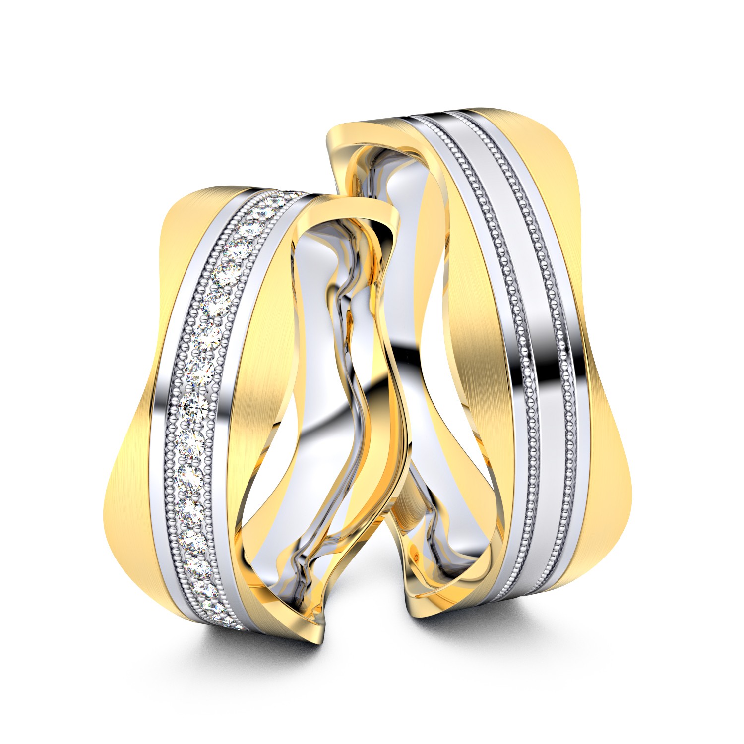 Modell TR221 Wavy Pearls 585er Weißgold-Gelbgold - 32447