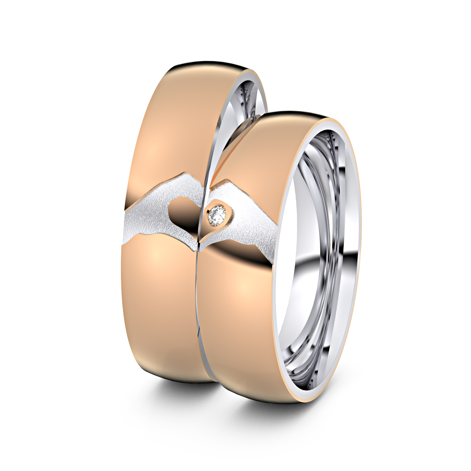 Modell TR279 Hand und Herz 333er Rotgold-Weißgold - 50358