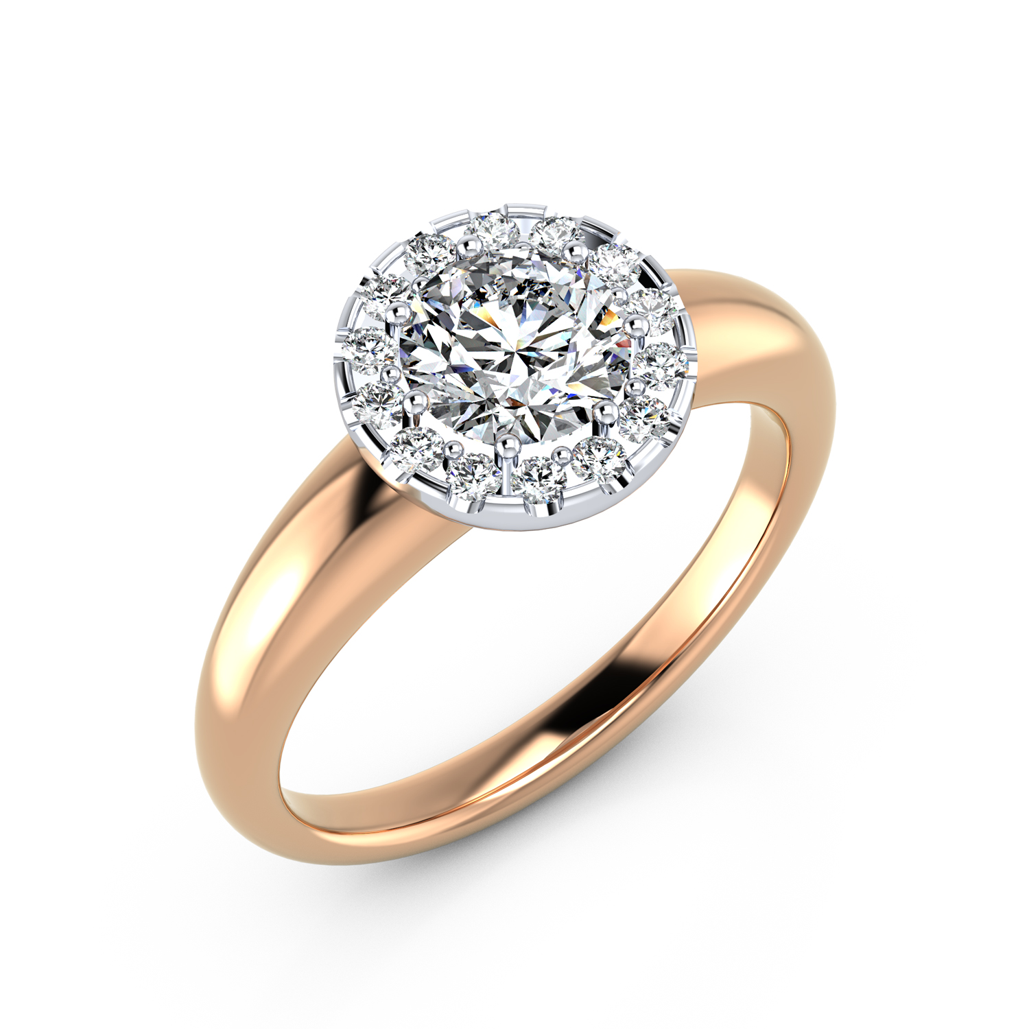 VR015 750er Rotgold-Weißgold 1x1.00|14x0.01ct. - 45650