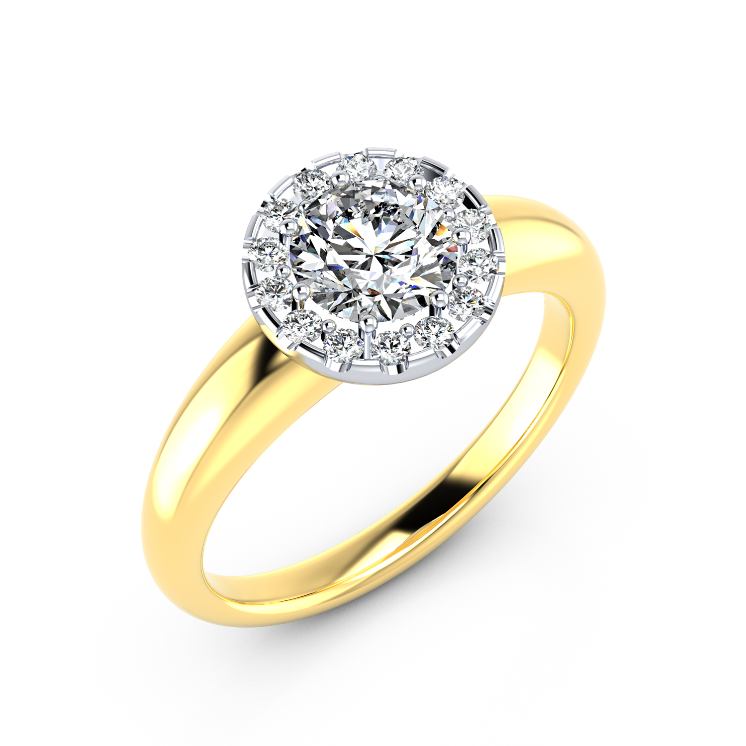 VR015 750er Gelbgold-Weißgold 1x1.00|14x0.01ct. - 45639