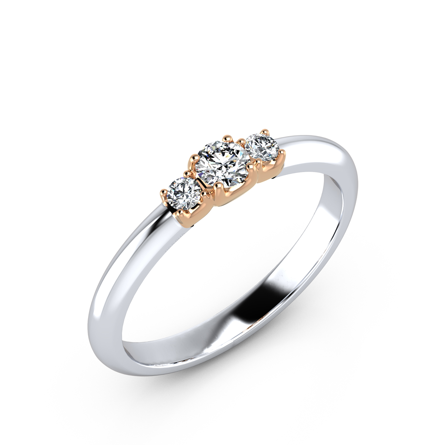 VR013 750er Weißgold-Rotgold 1x0.18|2x0.06ct. - 45381