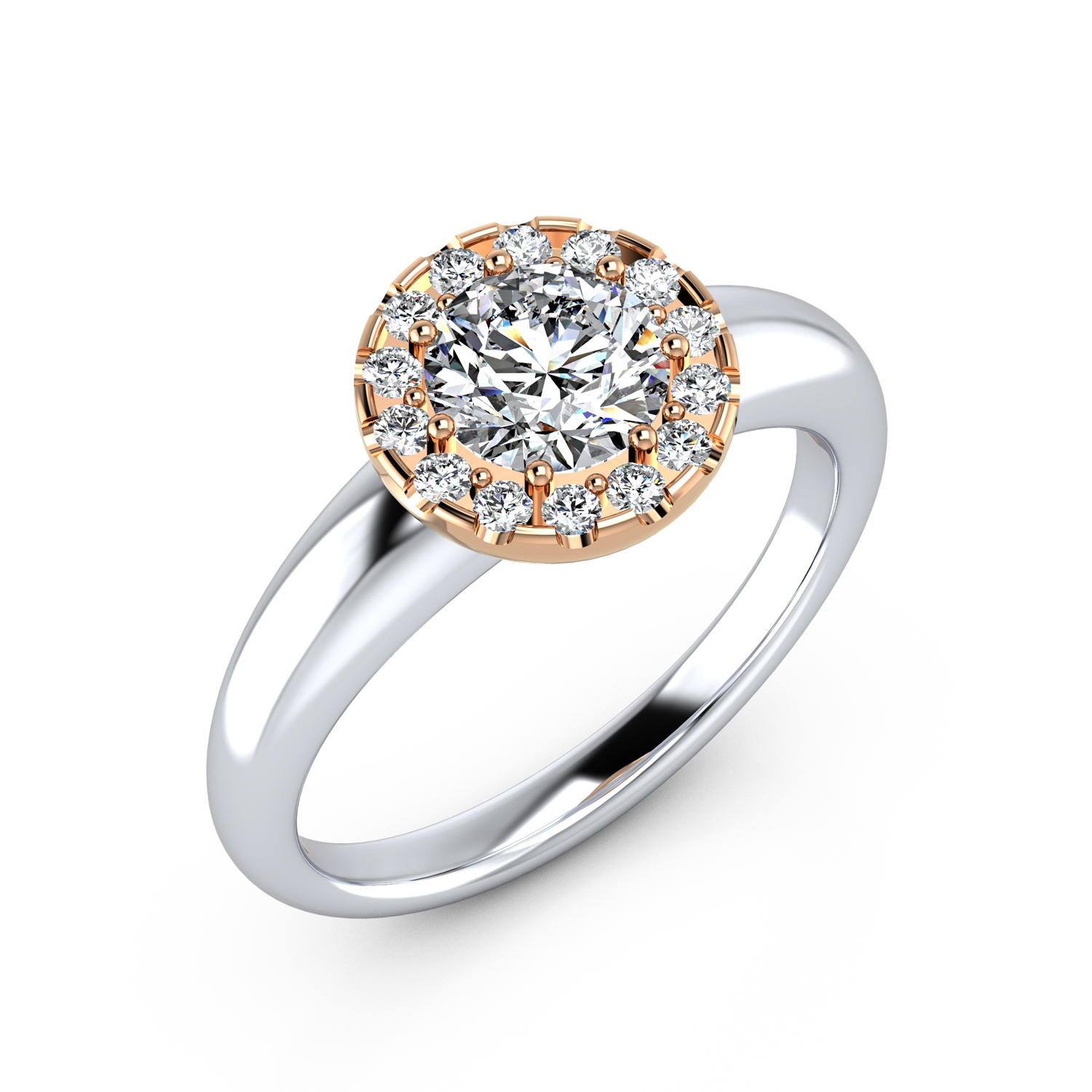 VR015 750er Weißgold-Rotgold 1x1.00|14x0.01ct. - 45660