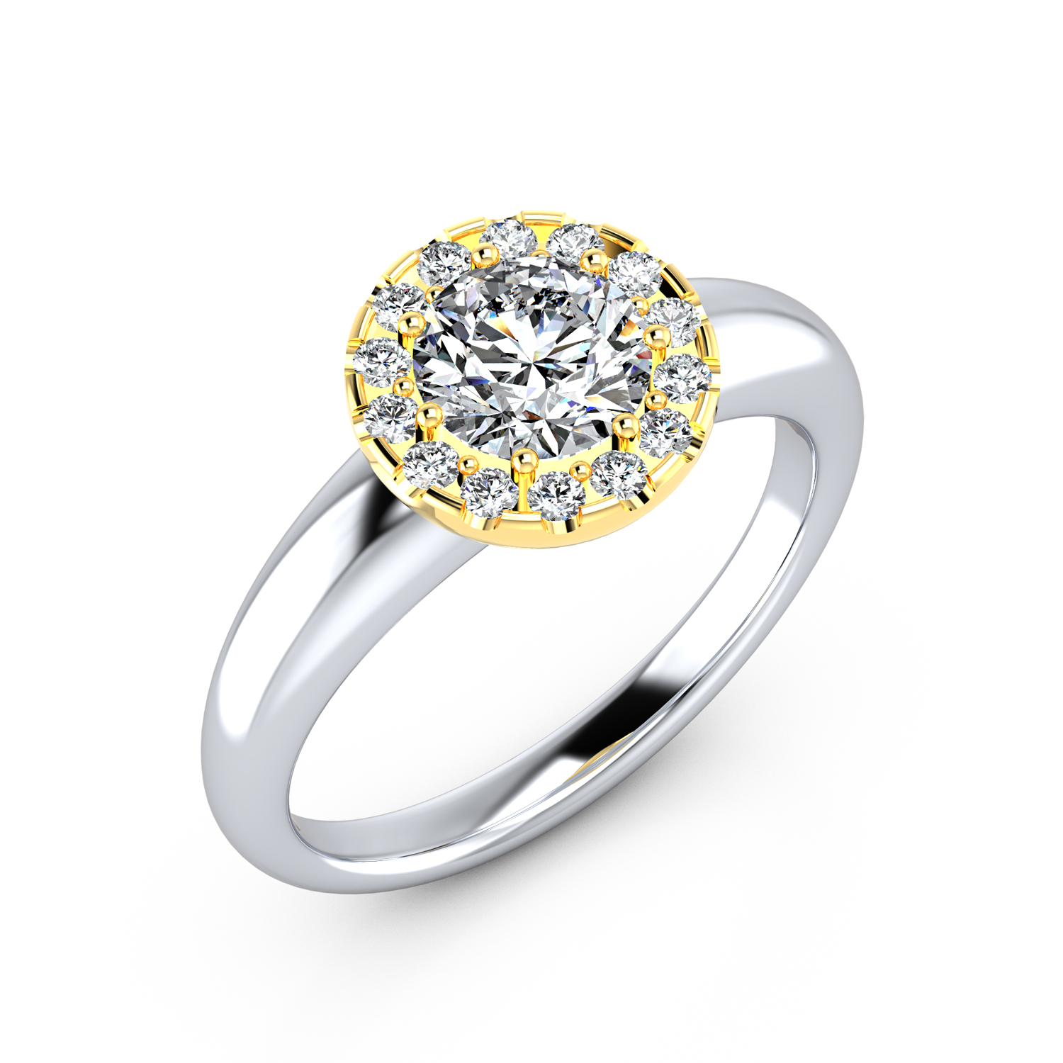 VR015 585er Weißgold-Gelbgold 1x1.00|14x0.01ct. - 45656