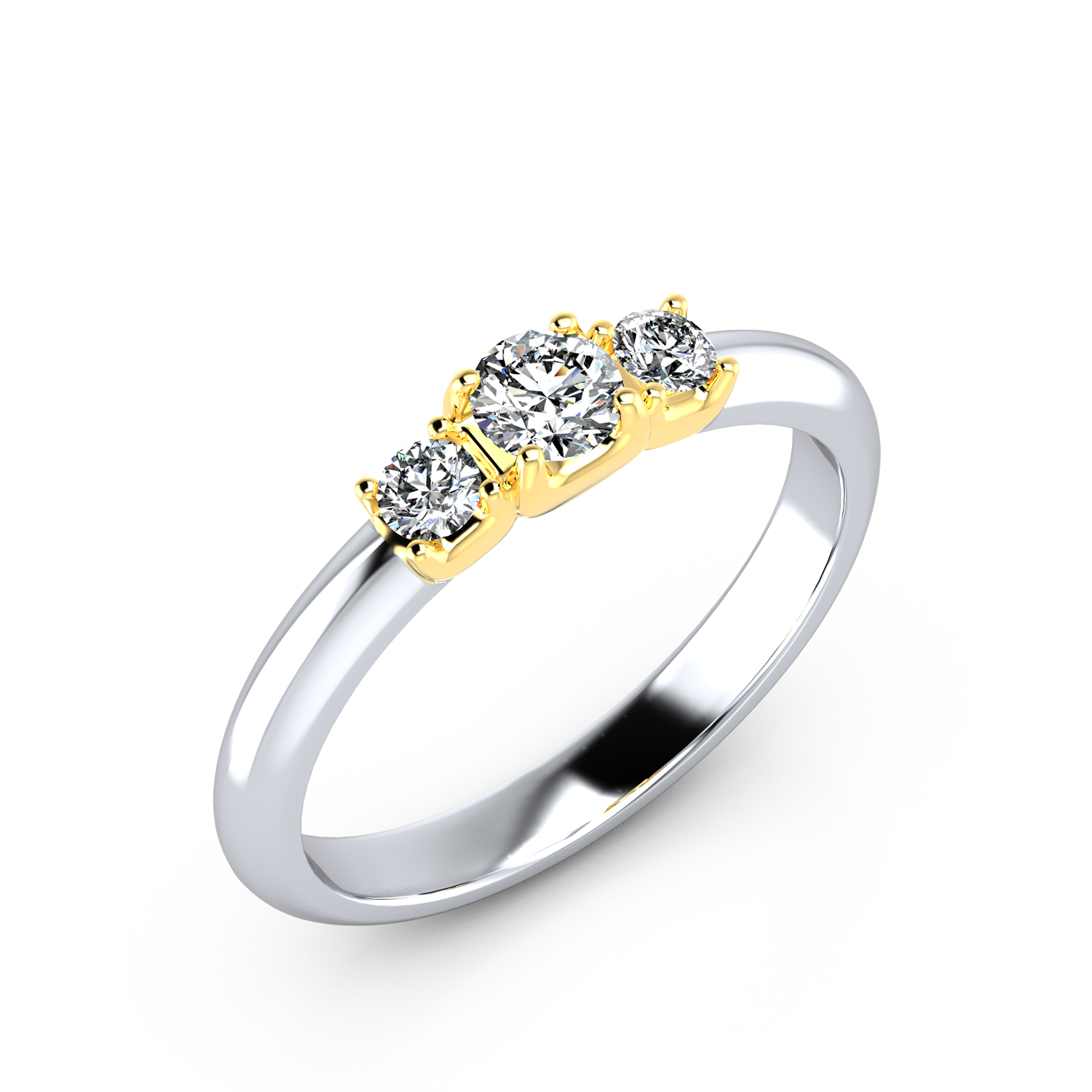 VR013 585er Weißgold-Gelbgold 1x0.24|2x0.08ct. - 45404